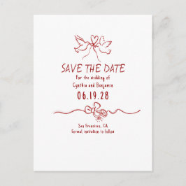 Cartão Postal De Anúncio Whimsical Funky Hand Drawn Save The Date