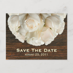 Cartão Postal De Anúncio White Roses & Barnwood Salve O Cartão-Postal De Da