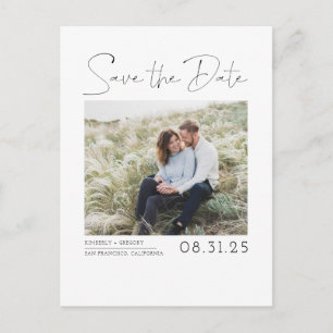 Cartão Postal De Anúncio White Simple e minimamente Save the Date Photo