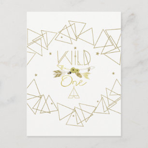 Cartão Postal De Anúncio Wild One Dourado Triângulos Geométricos Modernos S