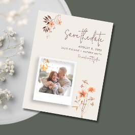 Cartão Postal De Anúncio Wildlfower Boho Wedding Código QR Salvar Data