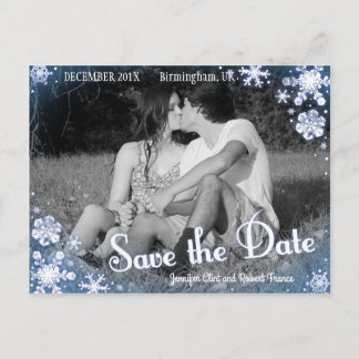 Cartão Postal De Anúncio Winter Save the Date Postcard Snowflake Custom