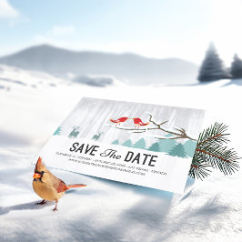 Cartão Postal De Anúncio Wonderland Birds Deer Casamento no inverno Salvar