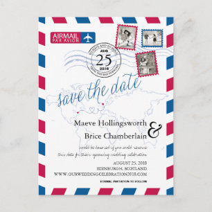 Cartão Postal De Anúncio World Locations Airmail Salvar a Data