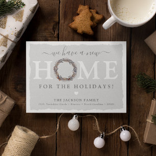 Cartão Postal De Anúncio Wreath New Home para as Férias!