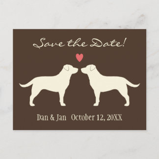 Cartão Postal De Anúncio Yellow Labrador Retrievers Wedding Date (Salvar da