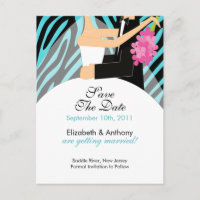 Zebra Bride Groom Salve O POSTCARD!