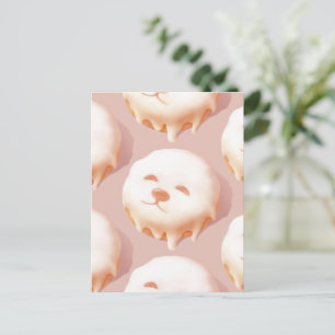 Cartão Postal De Anúncio ZKOZKOHI Zazzle Dados: Donut Cachorro Sorridente (