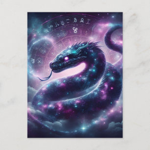 Cartão Postal De Anúncio Zodíaco da Galáxia da Serpente Cósmica Astrologia