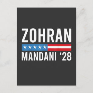 Cartão Postal De Anúncio Zohran Mamdani Candidato a Prefeito de NYC Bandeir