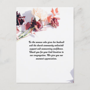 Cartão postal de apreciação da esposa do Pastor Pe