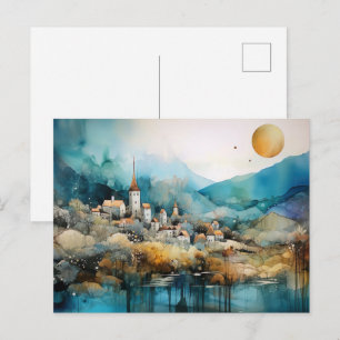 Cartão Postal de Aquarela da Vila Caprichosa