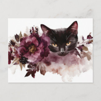 Cartão Postal de Aquarela de Gato