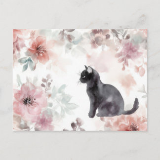 Cartão Postal de Aquarela de Gato