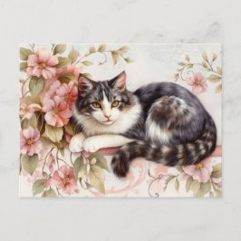 Cartão Postal de Aquarela de Gato