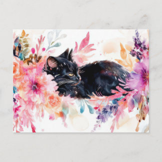 Cartão Postal de Aquarela de Gato
