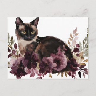 Cartão Postal de Aquarela de Gato