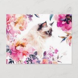 Cartão Postal de Aquarela de Gato