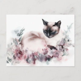 Cartão Postal de Aquarela de Gato