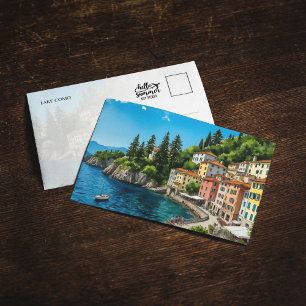 Cartão Postal de Aquarela do Lago Como Itália