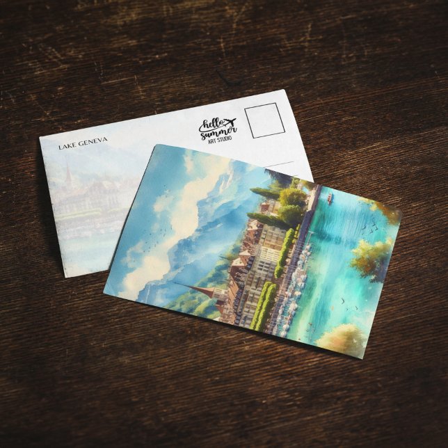 Cartão Postal de Aquarela do Lago Genebra (Criador carregado)