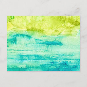 Cartão Postal de Aquarela do Oceano Abstrato