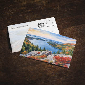 Cartão Postal de Aquarela do Parque Nacional de Ac
