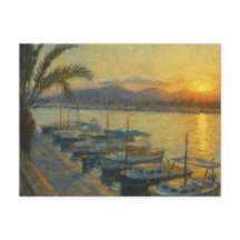 Cartão Postal de Aquarela do Porto ao Pôr do Sol