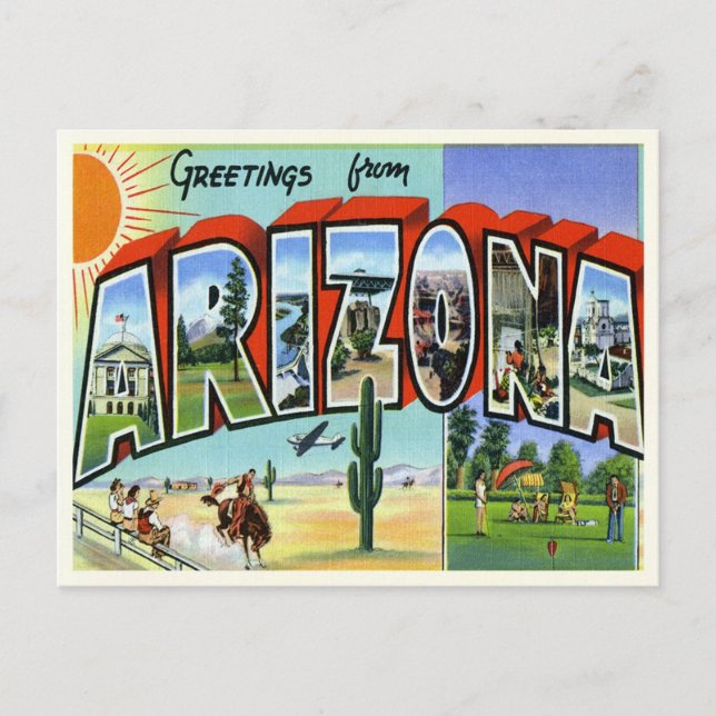 Cartão postal de Arizona Vintage (Frente)