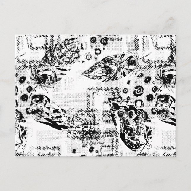 Cartão Postal de Arte Abstrata Preto e Branco Mode (Frente)