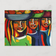 Cartão postal de arte africana em aquarela