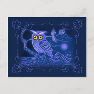 Cartão Postal de Arte da Coruja Azul