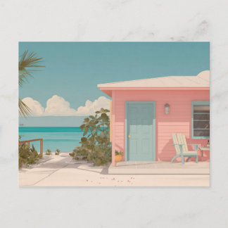 Cartão postal de arte de cabana de praia minimalis