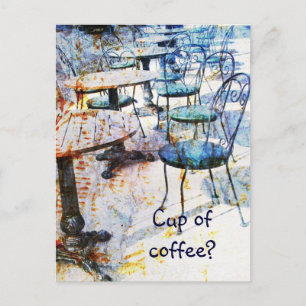 cartão postal de arte de café vintage