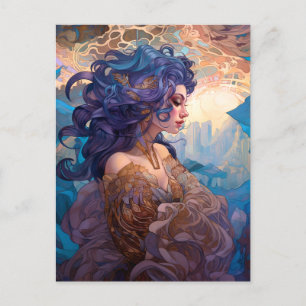 Cartão postal de arte de fantasia da rainha deusa 