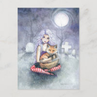 Cartão postal de arte de fantasia gótica da raposa