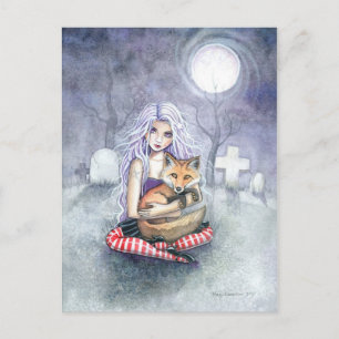 Cartão postal de arte de fantasia gótica da raposa