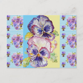 Cartão postal de arte de listra azul pastel pansy 