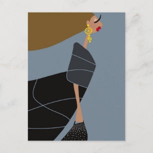 Cartão Postal de Arte de Moda Glam de Estilo Moder