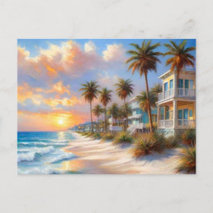 Cartão postal de arte de praia linda