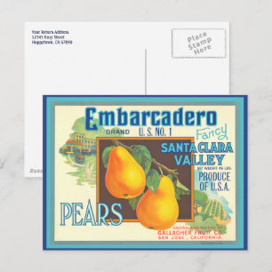 Cartão postal de arte de rótulo cênico vintage de