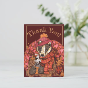 Cartão postal de arte de texugo de outono aconcheg