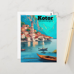 Cartão postal de arte de viagem de Kotor Montenegr