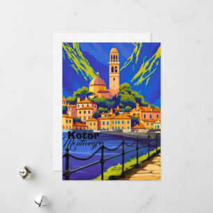 Cartão postal de arte de viagem de Kotor Montenegr
