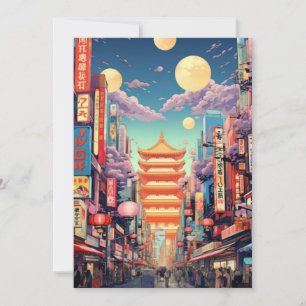 Cartão postal de arte de viagem de Tóquio, horizon