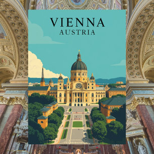 Cartão postal de arte de viagem vintage de Viena, 
