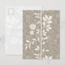 Cartão postal de arte de videira floral bege neutr