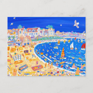 Cartão postal de arte: Divertido na praia. praia