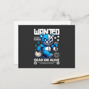 Cartão Postal de Arte do Urso Bandido Procurado -