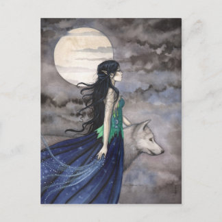Cartão Postal de Arte Fantasia Noite do Lobo